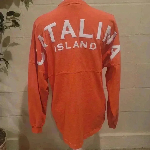 Spirit Tops - Spirit CATALINA ISLAND Jersey Coral SIZE SMALL Long Sleeve Crew Neck.